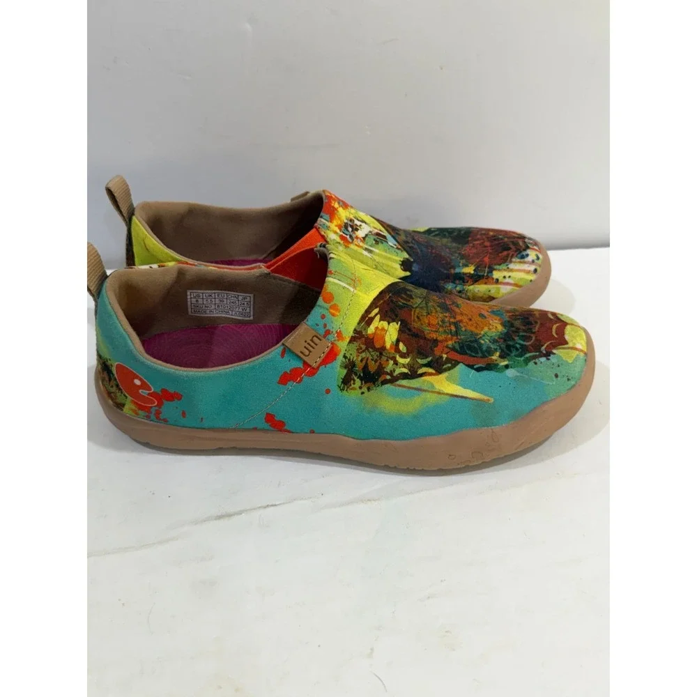 UIN Toledo Loafers Women's Size 8 Slip On Comfort Shoes Butterfly Artsy